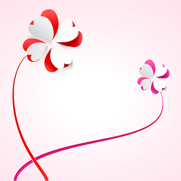 Vector background with flowers. Scarlet heart