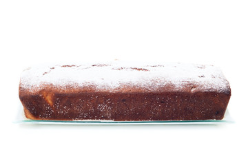 Single baked sweet cake with white top
