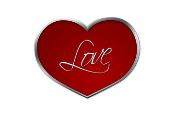 Red heart with word "love"
