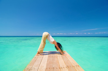 asian beach workout.yoga