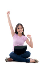 Obraz premium asian young student with success stance