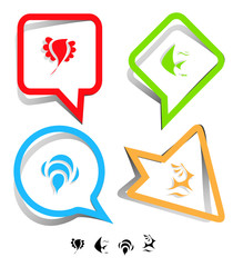 Animal icon set. Paper stickers. Vector illustration.