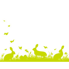 Easter Meadow Background Bunnies Green