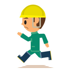 作業員　走る