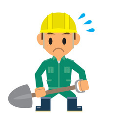 作業員　シャベル