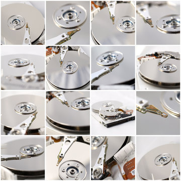 Collage Computer Festplatte Datenspeicher Datensicherung IT