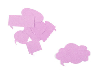 the thought of old paper isolated on white