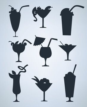 vector collection of summer drinks sylhouettes