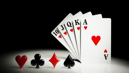 A royal straight flush playing cards poker hand
