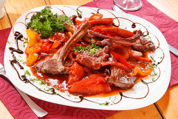 grilled ribs with vegetables