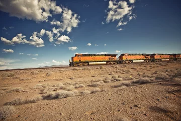 Fototapeten Cargo locomotive railroad in Arizona desert © Andrew Bayda