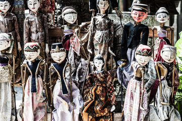 Traditional puppets made of wood.