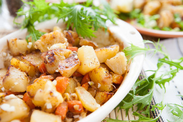 potatoes and carrots cooked in the oven