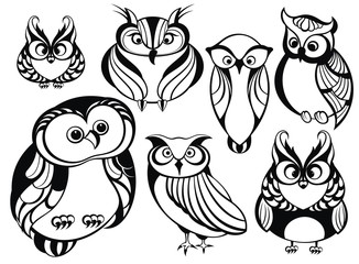 Set of cute owls