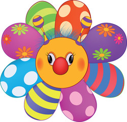 Obraz premium Happy cartoon flower, sun, soft toy