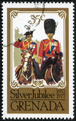 stamp depicting the Queen's Silver Jubilee 1952 to 1977