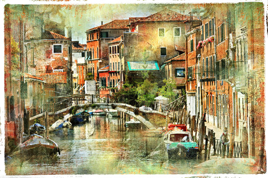 Fototapeta Venice, artwork in painting style