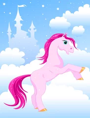 Foto op Plexiglas Pony magisch roze paard