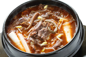 yukgaejang, spicy beef and vegetable soup, korean food