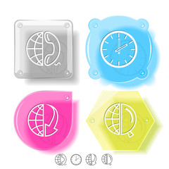 Fototapeta premium Business icon set. Glass buttons. Vector illustration.