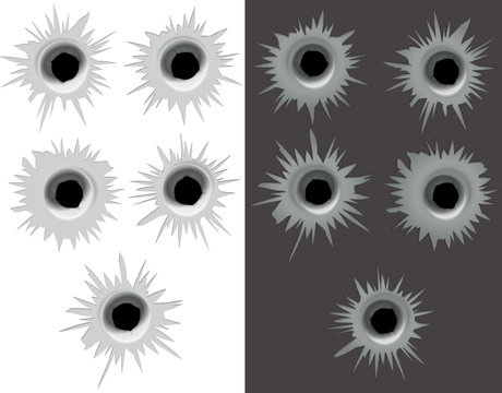 Collection Of Bullet Holes For Dark And Light Background