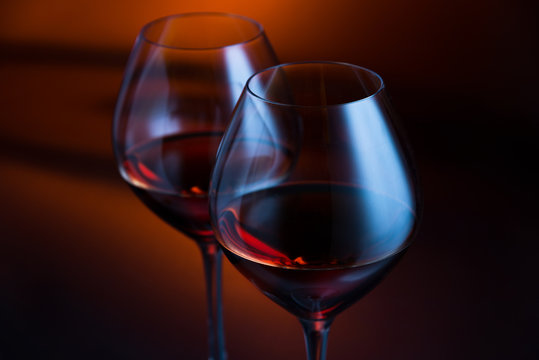 Two wineglasses in twilight