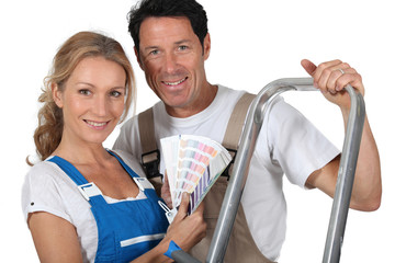 Couple dressed for DIY