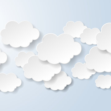 Abstract speech bubbles in the shape of clouds used in a social