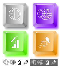 Business icon set. Computer keys. Vector illustration.