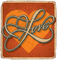 hand-lettered vintage valentines card (vector)