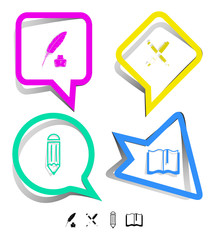 Education icon set. Paper stickers. Vector illustration.