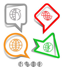 Business icon set. Paper stickers. Vector illustration.