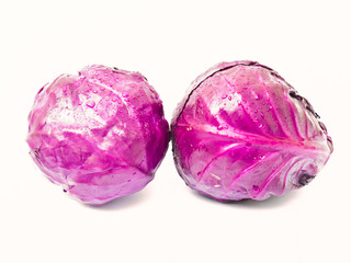 Head of red cabbage isolated on white background
