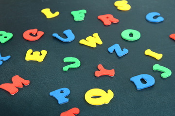 Colorful letters on school board close-up