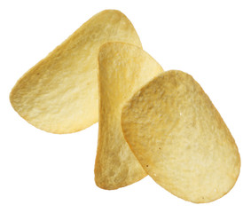Potato chips isolated on white background