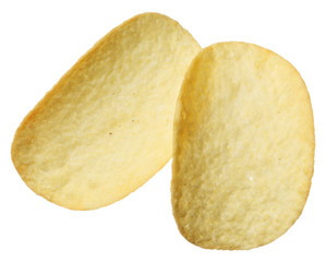 Potato chips isolated on white background