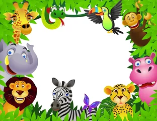 Crédence de cuisine en verre imprimé Zoo Caricature d& 39 animaux Safari