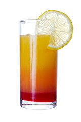 Tequila Sunrise long drink , isolated on white