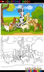 Poster Bricolage caricature de chiens de race pure pour cahier de coloriage