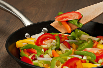 vegetables in the pan