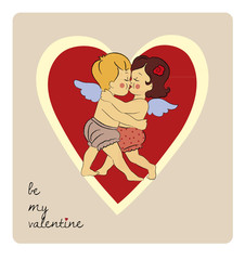 kissing couple of angels