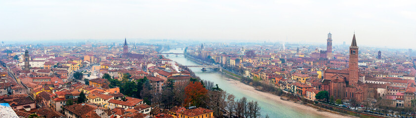 Panoramic view of Verona, Italy With Santa Anastasia Church and