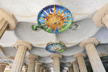 Modernist architecture in barcelona. Park Guell by Antonio Gaudi