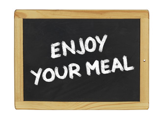 Enjoy your meal auf einer Schiefertafel