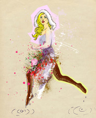 Vintage theme: Jumping bunny girl