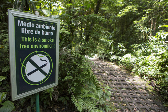 Smoke free environment sign in the forest