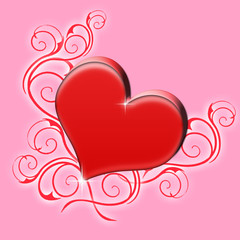 red heart on a pink background