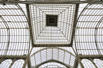 Madrid, partial detail of the dome of the Crystal Palace.