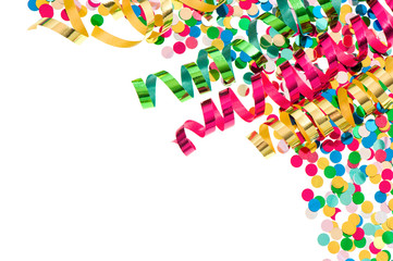 colorful confetti with multicolored streamer