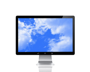 Computer display with blue sky screen